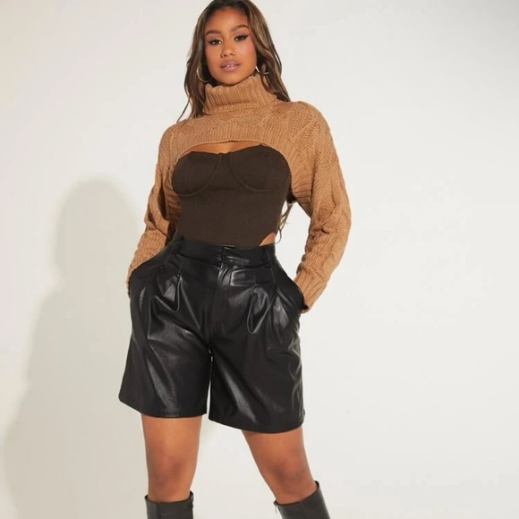 privy Sweaters - NWT Funnel Neck Cable Knit Crop Bolero Sweater
